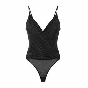 ASTR The Label One Piece Bodysuit Women Pleated Metallic Shimmer V-Neck Sz M NWT